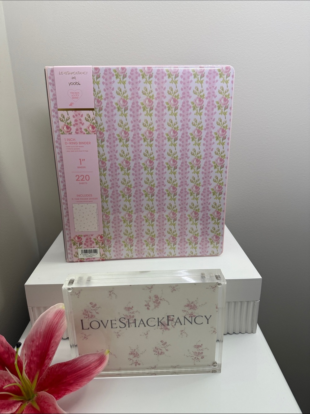 🎀 Love Shack Fancy Binder Everblooming Rosettes Floral Pink Trapper Keeper